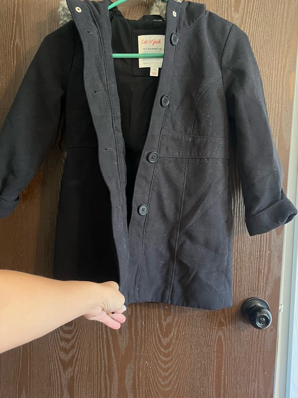 Cat & Jack Black Hooded Pea Coat for Kids